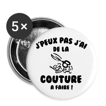 J’peux pas j’ai de la couture à faire - Lot de 5 grands badges (56 mm) - blanc - Devant