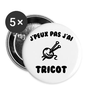 J’peux pas j’ai tricot - Lot de 5 grands badges (56 mm) - blanc - Devant