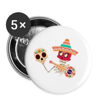 Dia de muertos,Mariachi,kostüm,tag der toten,maske - Buttons groß 56 mm (5er Pack) - Weiß - Vorne