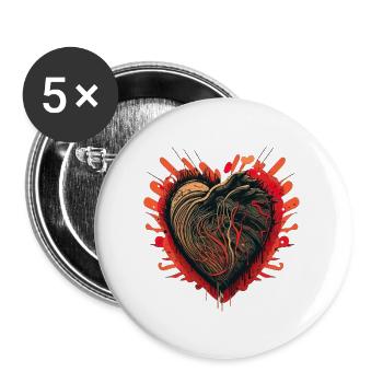Heart Realistic Red Art Heart Birthday Gift - Buttons large 2.2''/56 mm (5-pack) - white - Front