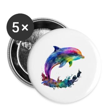 DAUPHIN ORIGINAL - EN COULEURS - Lot de 5 grands badges (56 mm) - blanc - Devant