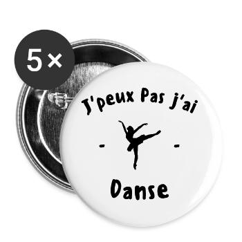 J peux pas j ai danse - Lot de 5 grands badges (56 mm) - blanc - Devant
