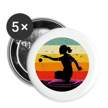 Petanque Boccia Boule Kugelspiel - Buttons groß 56 mm (5er Pack) - Weiß - Vorne