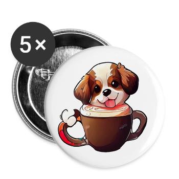 Show your love for dogs and coffee - Buttons large 2.2''/56 mm (5-pack) - white - Front