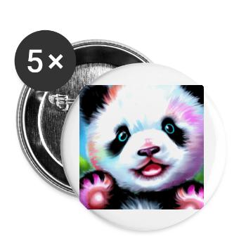 Panda - Lot de 5 grands badges (56 mm) - blanc - Devant