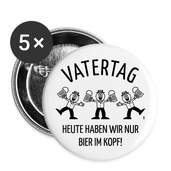 Vatertag – Bier Im Kopf (Karikatur / Tanz / 1C) - Buttons groß 56 mm (5er Pack) - Weiß - Vorne
