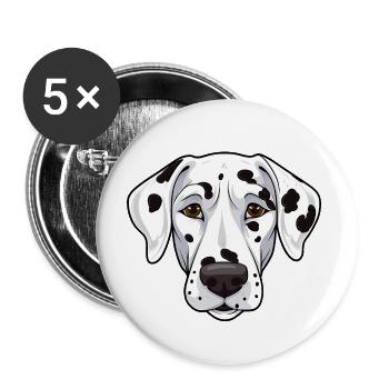 Dalmatiner Kopf Comic Cartoon Hundefreude - Buttons groß 56 mm (5er Pack) - Weiß - Vorne