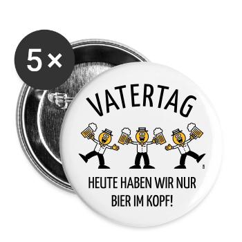 Vatertag – Bier Im Kopf (Karikatur Tanz / 3C / B) - Buttons groß 56 mm (5er Pack) - Weiß - Vorne