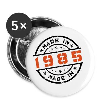 Geburtsjahr Geburtstag Born In - Made in 1985 - Buttons groß 56 mm (5er Pack) - Weiß - Vorne
