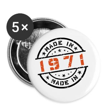 Year of birth Birthday Born In - Made in 1971 - Buttons large 2.2''/56 mm (5-pack) - white - Front