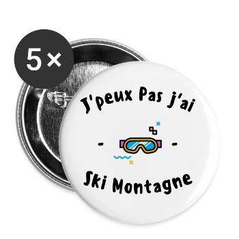 J peux pas j ai Ski Montagne - Lot de 5 grands badges (56 mm) - blanc - Devant