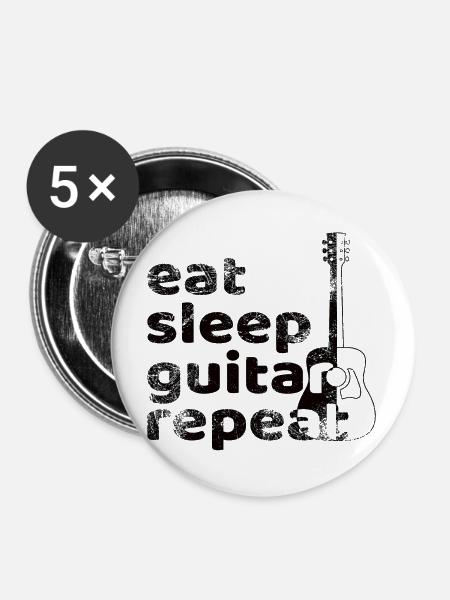 Eat Sleep Guitar Repeat - Buttons groß 56 mm (5er Pack) - Weiß