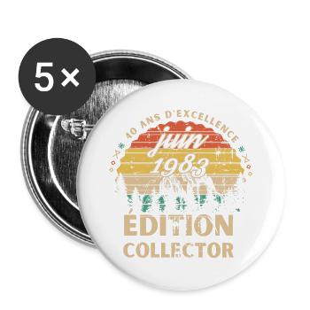 Anniversaire 40 ans juin 1983 édition collector - Lot de 5 grands badges (56 mm) - blanc - Devant