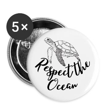 Respect the Ocean - Respektiere den Ozean - Buttons large 2.2''/56 mm (5-pack) - white - Front