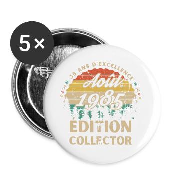 38 ans D excellence Août 1986 édition collector - Lot de 5 grands badges (56 mm) - blanc - Devant