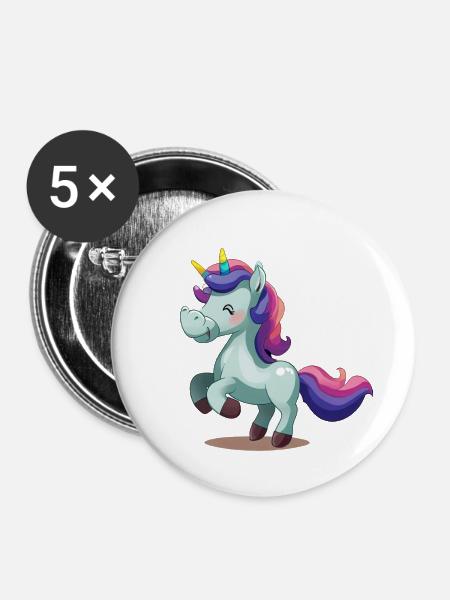 Einhorn - Buttons groß 56 mm (5er Pack) - Weiß