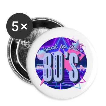 Retour aux années 80 - Zürück in die 80er - Rétro - Lot de 5 grands badges (56 mm) - blanc - Devant