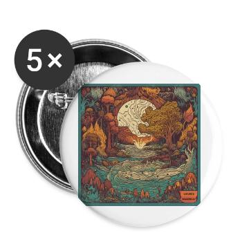 Forces of nature - colorful woodcut - Buttons large 2.2''/56 mm (5-pack) - white - Front