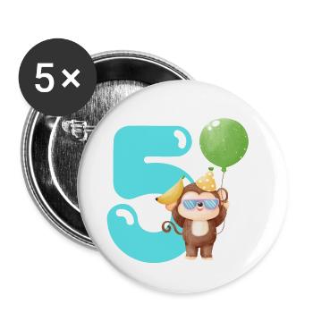 5. Geburtstag. 5 Jahre Geburtstagsgeschenk - Buttons groß 56 mm (5er Pack) - Weiß - Vorne