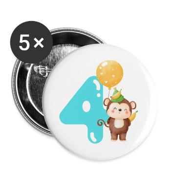 4th birthday. 4 years gift - Buttons large 2.2''/56 mm (5-pack) - white - Front