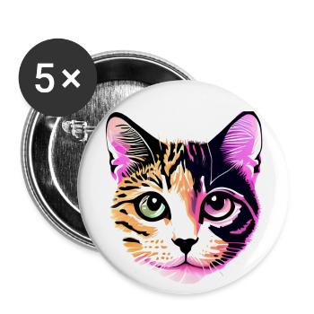 Colorful cat - Buttons large 2.2''/56 mm (5-pack) - white - Front