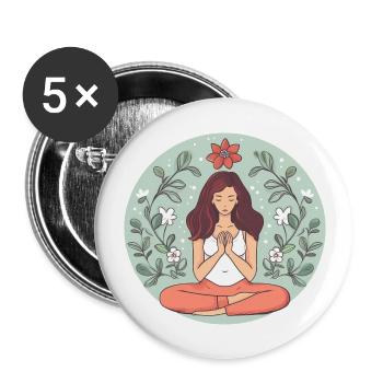 Yoga Pose Woman Yoga Lover - Buttons large 2.2''/56 mm (5-pack) - white - Front