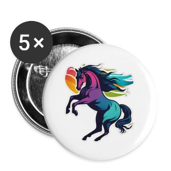Pferd - Buttons groß 56 mm (5er Pack) - Weiß - Vorne