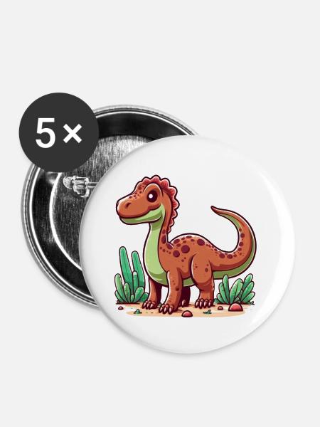 Dinosaurier - Buttons groß 56 mm (5er Pack) - Weiß