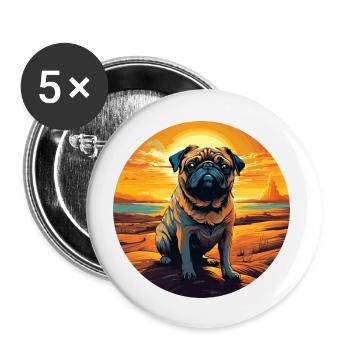 Carlin dans le désert au coucher du soleil - Lot de 5 grands badges (56 mm) - blanc - Devant