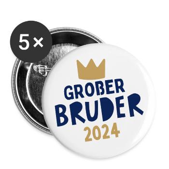 Ich werde Großer Bruder 2024 Loading Krone BÄM - Buttons groß 56 mm (5er Pack) - Weiß - Vorne