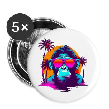 CoolChimpSunglassesRetroSunset - Buttons groß 56 mm (5er Pack) - Weiß - Vorne