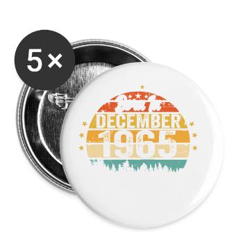 Original December 1965 Vintage Birthday 1965 - Buttons large 2.2''/56 mm (5-pack) - white - Front