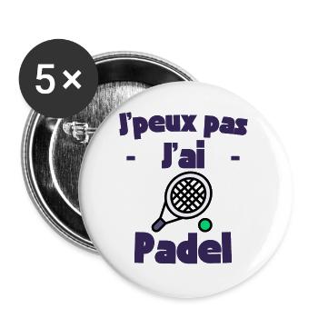 j'peux pas j'ai padel - Lot de 5 grands badges (56 mm) - blanc - Devant