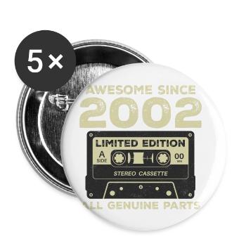 2002 Geburtstag geboren im Jahr 2002 Vintage Retro - Buttons groß 56 mm (5er Pack) - Weiß - Vorne