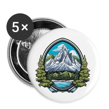 Berge Symbol Wappen - Buttons groß 56 mm (5er Pack) - Weiß - Vorne