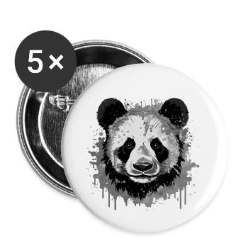 Tête de Panda Portrait Animal - Lot de 5 grands badges (56 mm) - blanc - Devant
