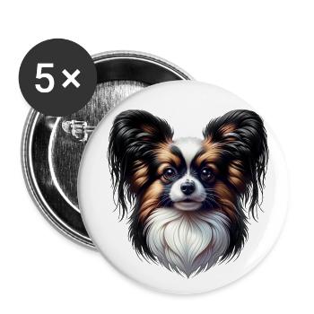 Continental Pygmy Spaniel - coloured - Buttons large 2.2''/56 mm (5-pack) - white - Front