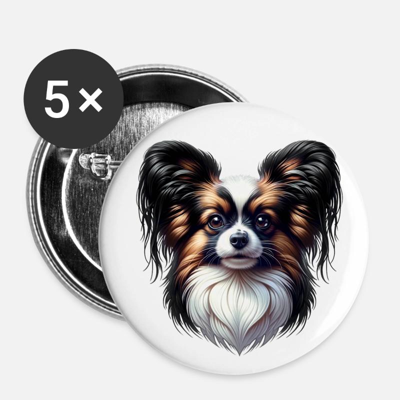 Continental Pygmy Spaniel - coloured - Buttons large 2.2''/56 mm (5-pack) - white