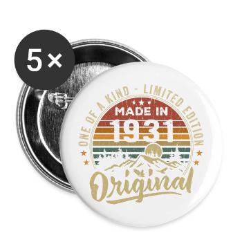 Né 1931 Original Retro Vintage Anniversaire 1931 - Lot de 5 grands badges (56 mm) - blanc - Devant