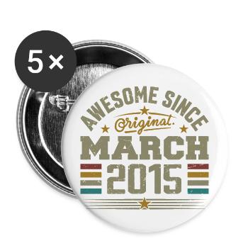März 2015 Geburtstag Vintage Geschenkidee 2015 - Buttons groß 56 mm (5er Pack) - Weiß - Vorne