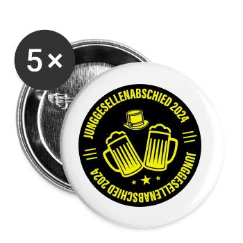 Bachelor Party 2024 Bachelor Party - Buttons large 2.2''/56 mm (5-pack) - white - Front