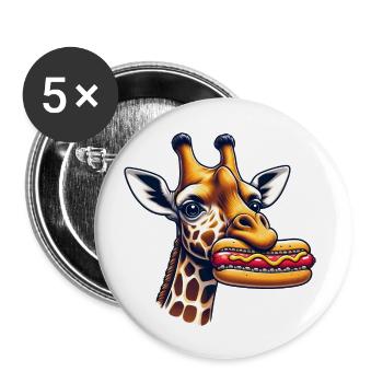 Giraffe enjoys hot dog - Buttons large 2.2''/56 mm (5-pack) - white - Front