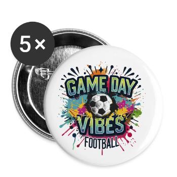 game day vibes football Fussballspieler Turnier - Buttons groß 56 mm (5er Pack) - Weiß - Vorne