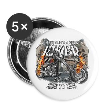 1967 Jahrgang Geburtstag Biker Chopper Motorrad - Buttons groß 56 mm (5er Pack) - Weiß - Vorne