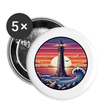 Lighthouse Sunset Ocean Sea Romance - Buttons large 2.2''/56 mm (5-pack) - white - Front