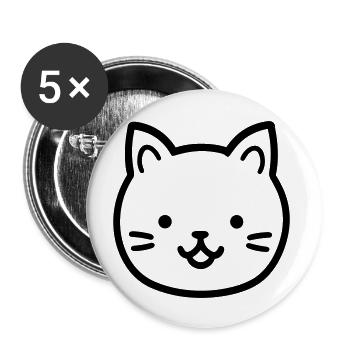 Katze - Buttons groß 56 mm (5er Pack) - Weiß - Vorne