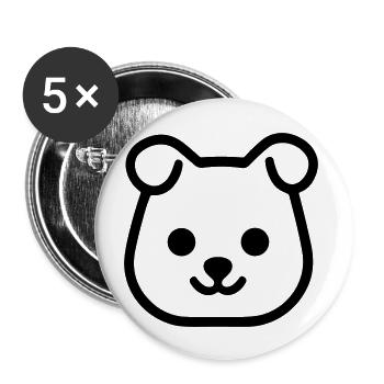 Hund - Buttons groß 56 mm (5er Pack) - Weiß - Vorne