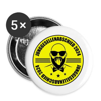 Junggesellenabschied 2024 - Buttons groß 56 mm (5er Pack) - Weiß - Vorne