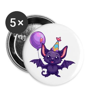 Chauve-souris Anniversaire Bébé - Lot de 5 grands badges (56 mm) - blanc - Devant