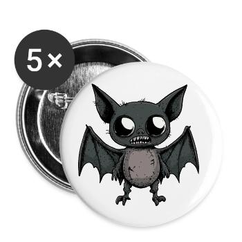 Fledermaus Halloween Comic Lustig - Buttons groß 56 mm (5er Pack) - Weiß - Vorne
